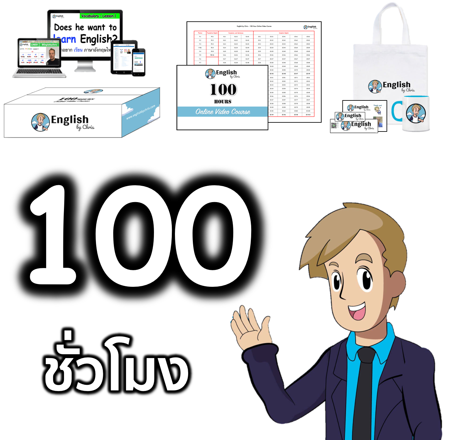 วีดีโอคอร์สออนไลน์เรียนภาษาอังกฤษ 100 ชั่วโมง